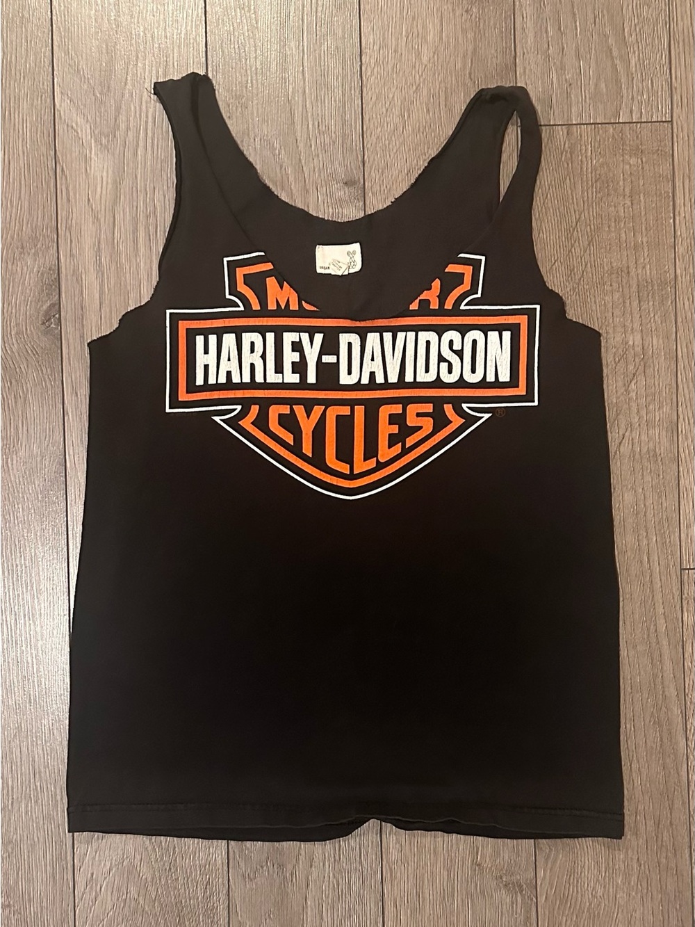 Harley-Davidson Black Tank with Orange and White Shield Logo